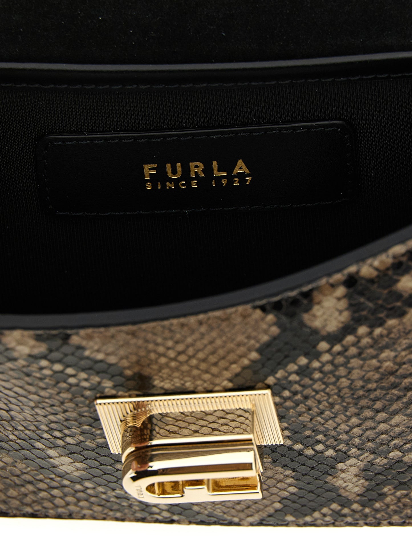 Furla Graue Umhängetasche aus Ziegenleder