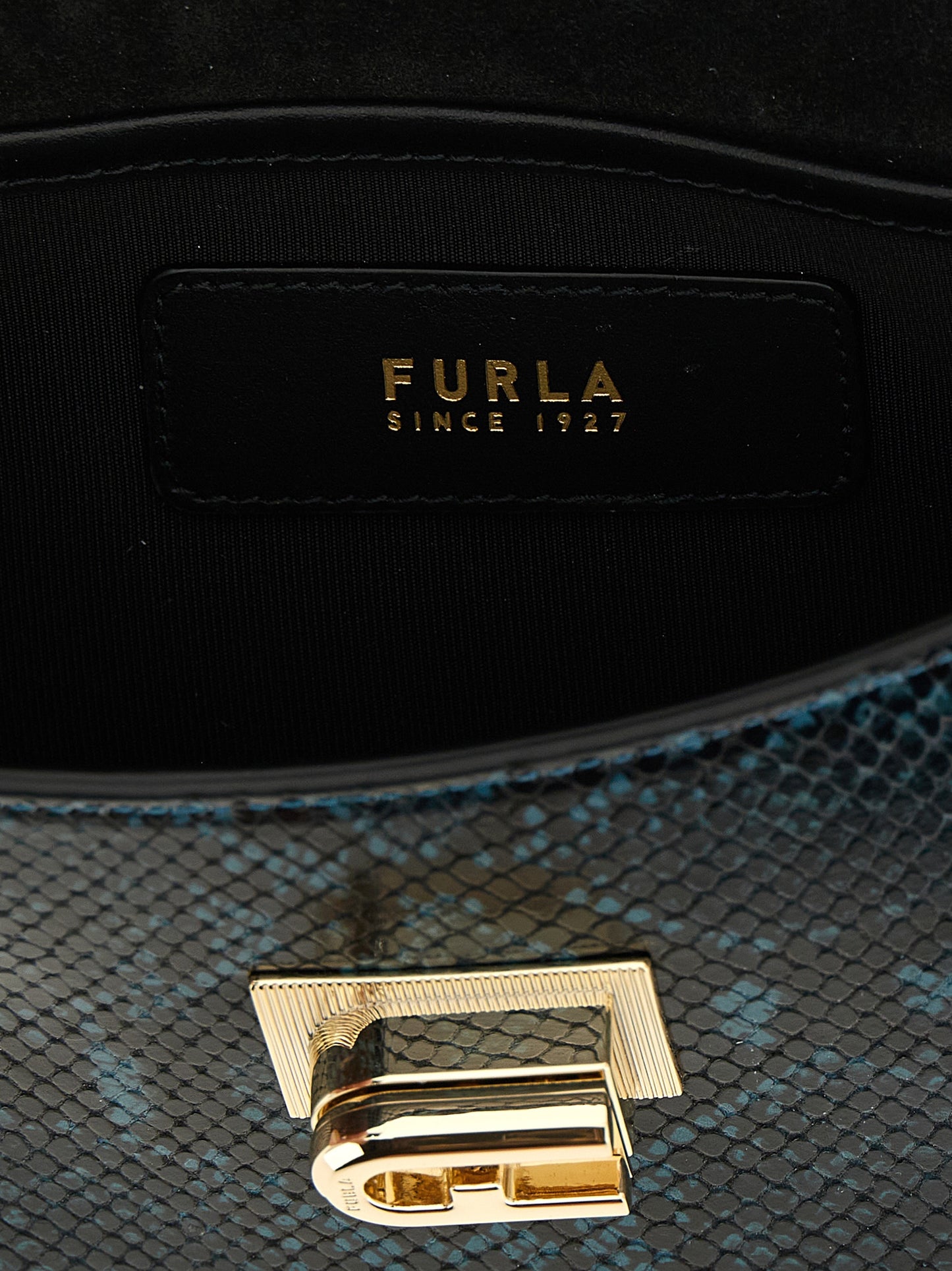 Furla Blaue Umhängetasche aus Ziegenleder