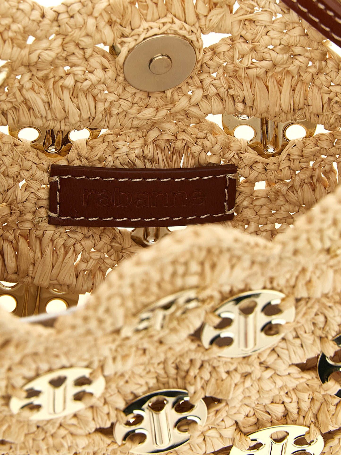 Paco Rabanne Beige Ramie Schultertasche
