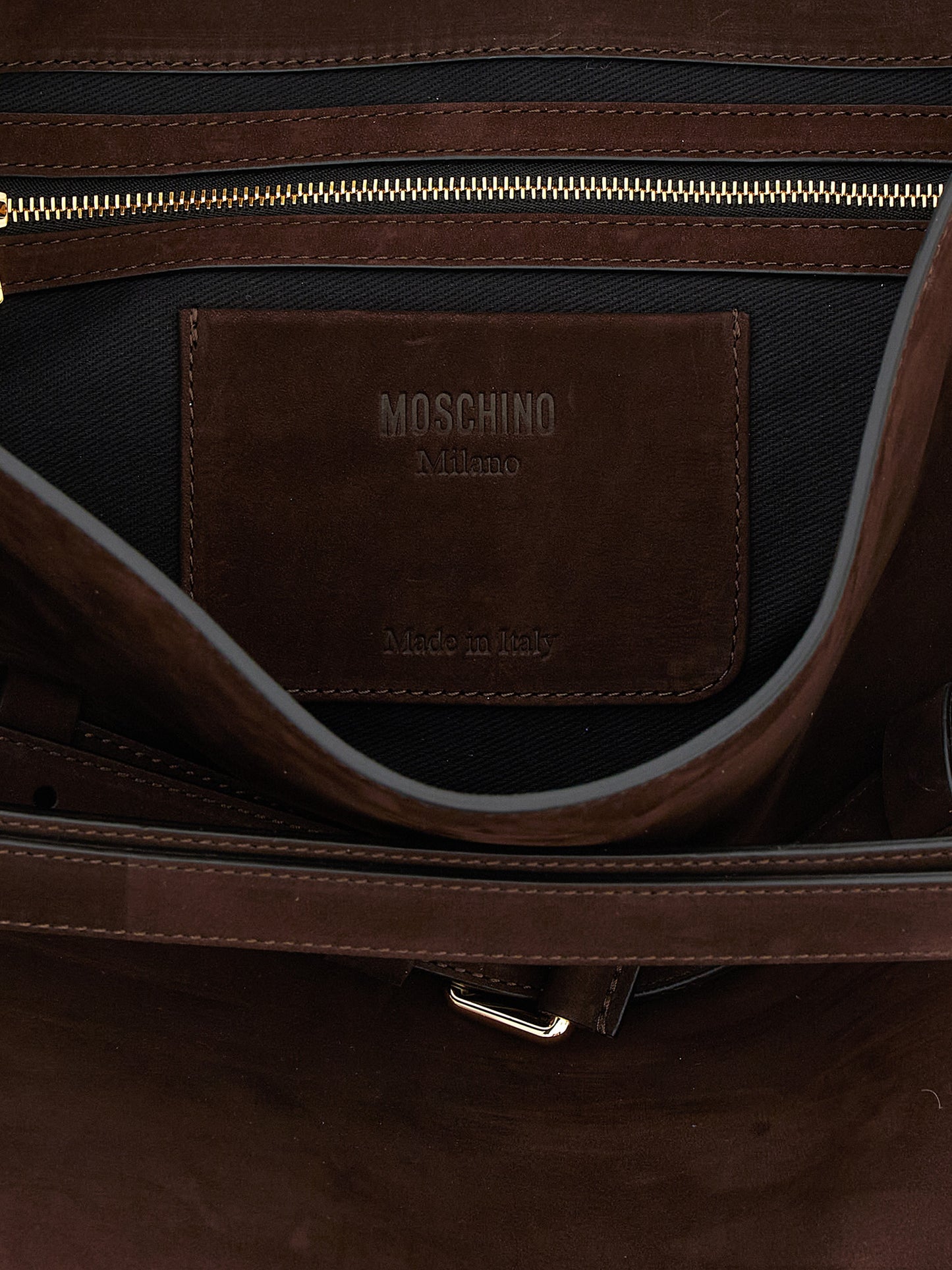 Moschino Braunes Kalbsleder Damen Crossbody Tasche