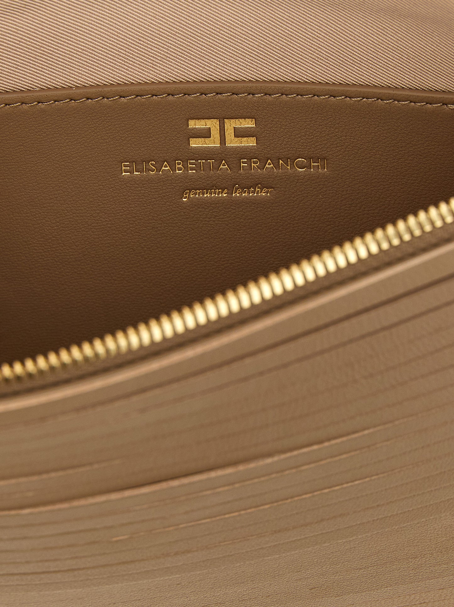 Elisabetta Franchi Beige Leder Clutch Bag