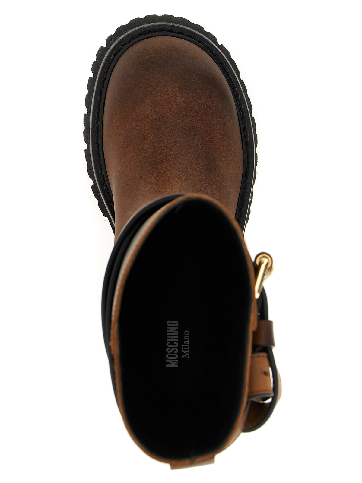 Moschino Stiefel aus Leder in Braun