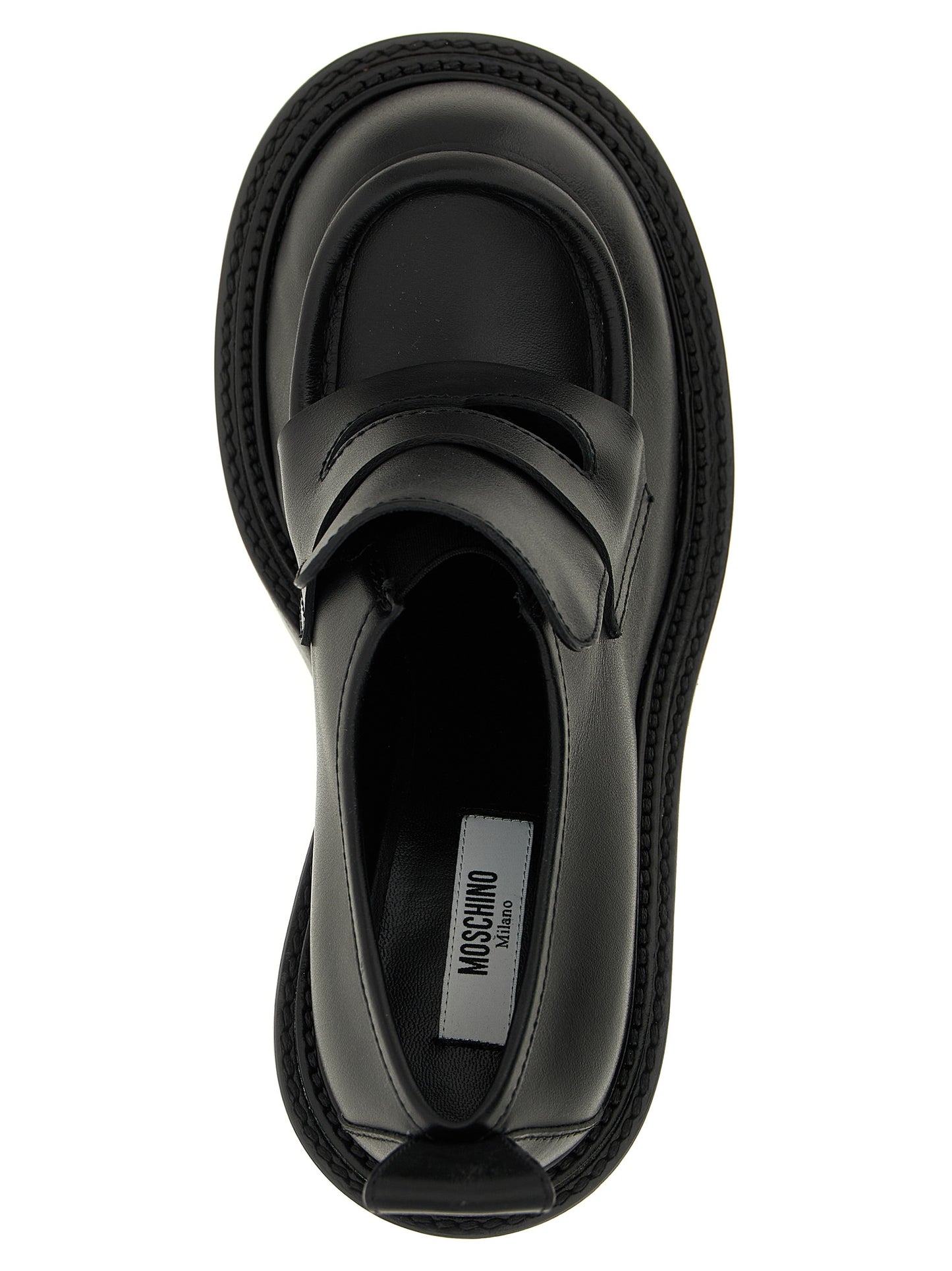 Moschino Schwarze Leder Plateaulofers