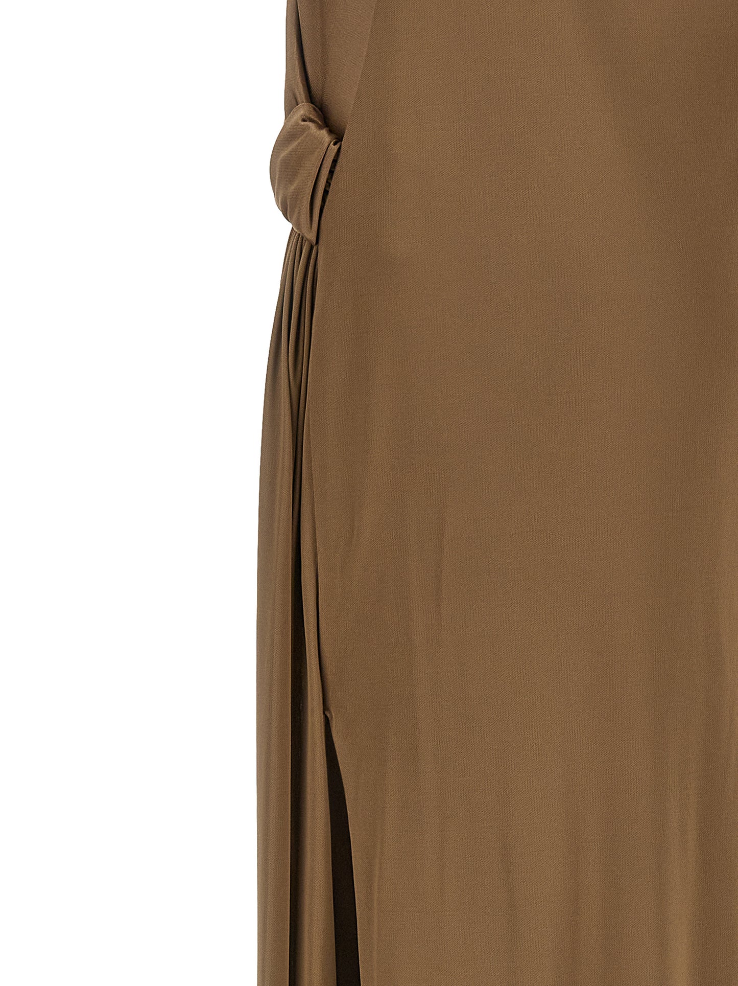 Elisabetta Franchi Beigefarbenes Viskose-Maxikleid