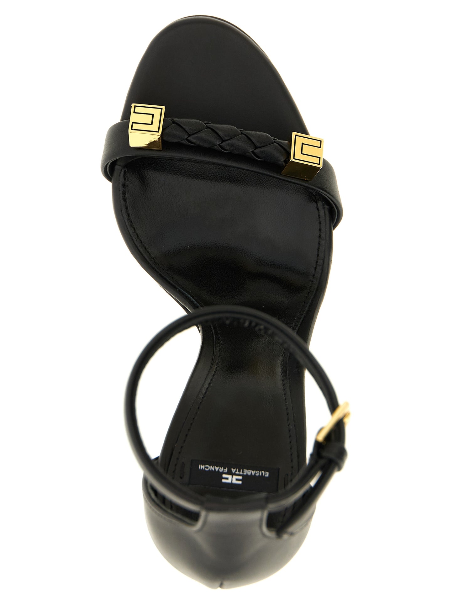 Elisabetta Franchi Schwarze Leder-Stiletto-Sandalen