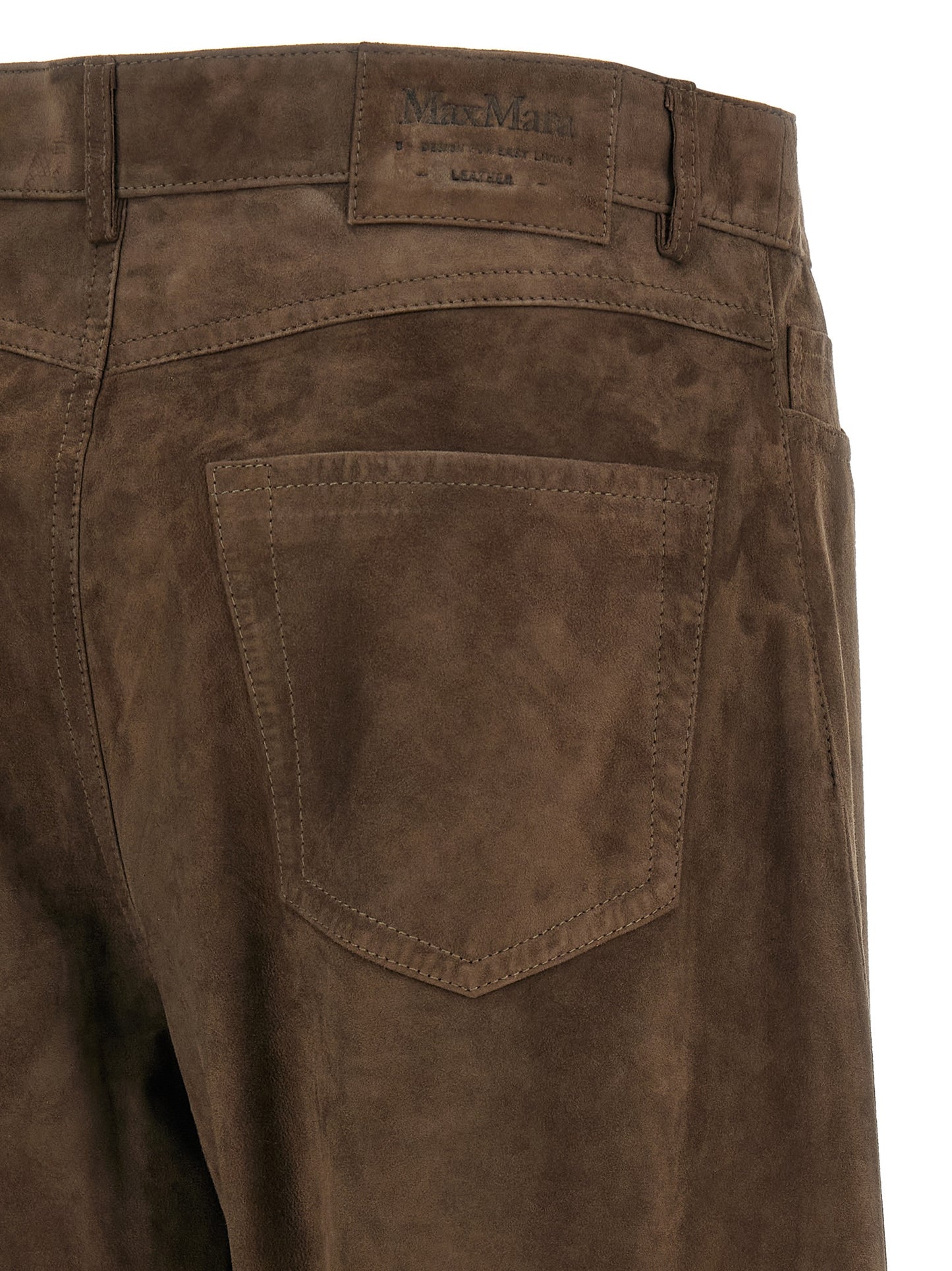 'S Max Mara Braune Lammleder-Freizeithose