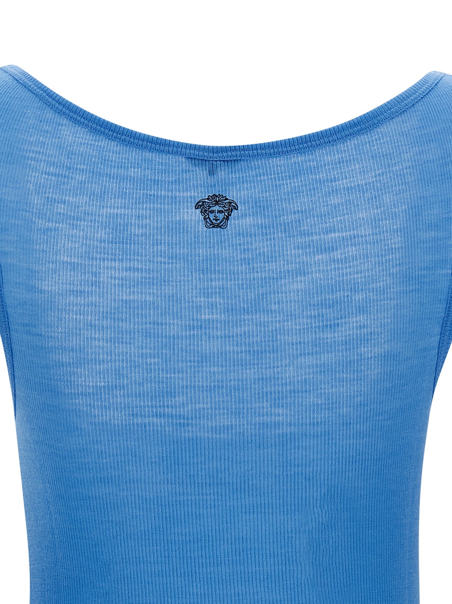 Versace Blaue Tanktops aus reiner Schurwolle