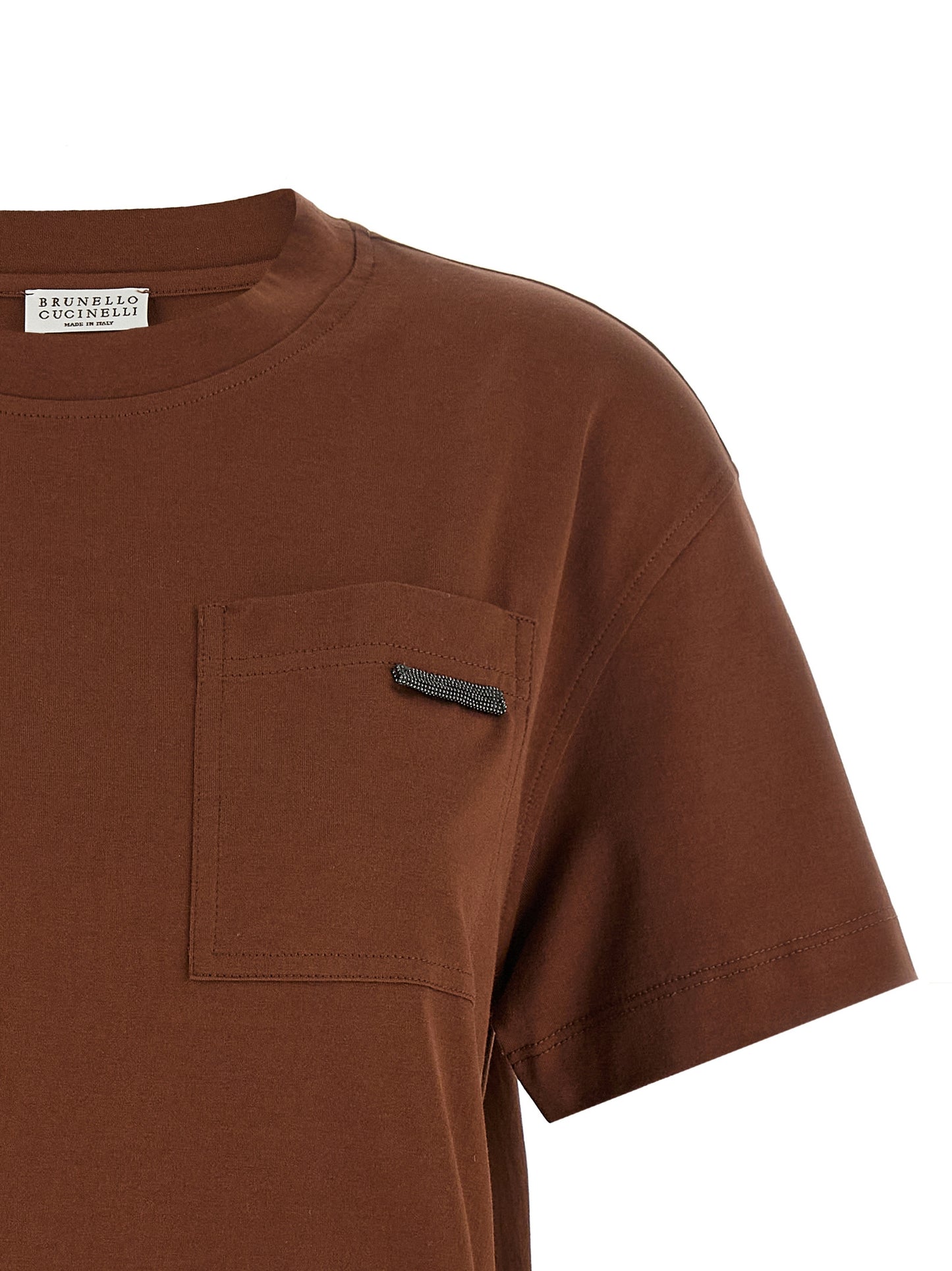 Brunello Cucinelli Braunes Baumwoll-T-Shirt