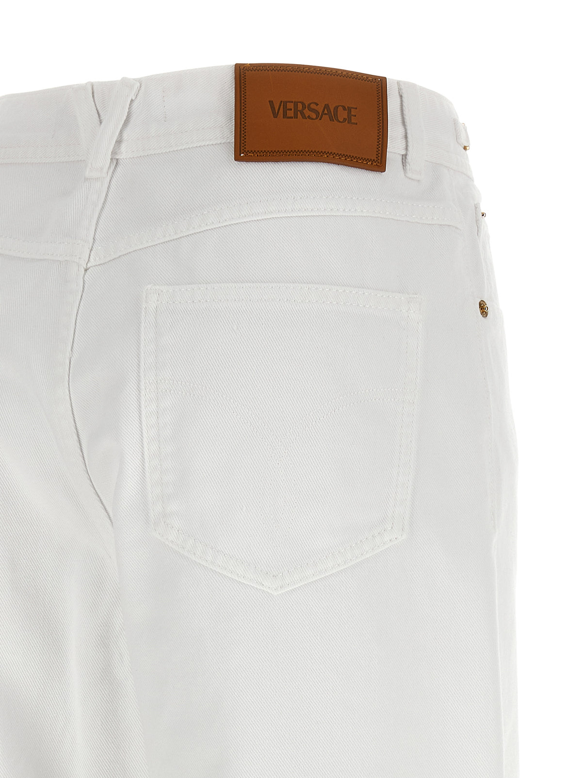 Jeans Versace in cotone bianco a gamba dritta