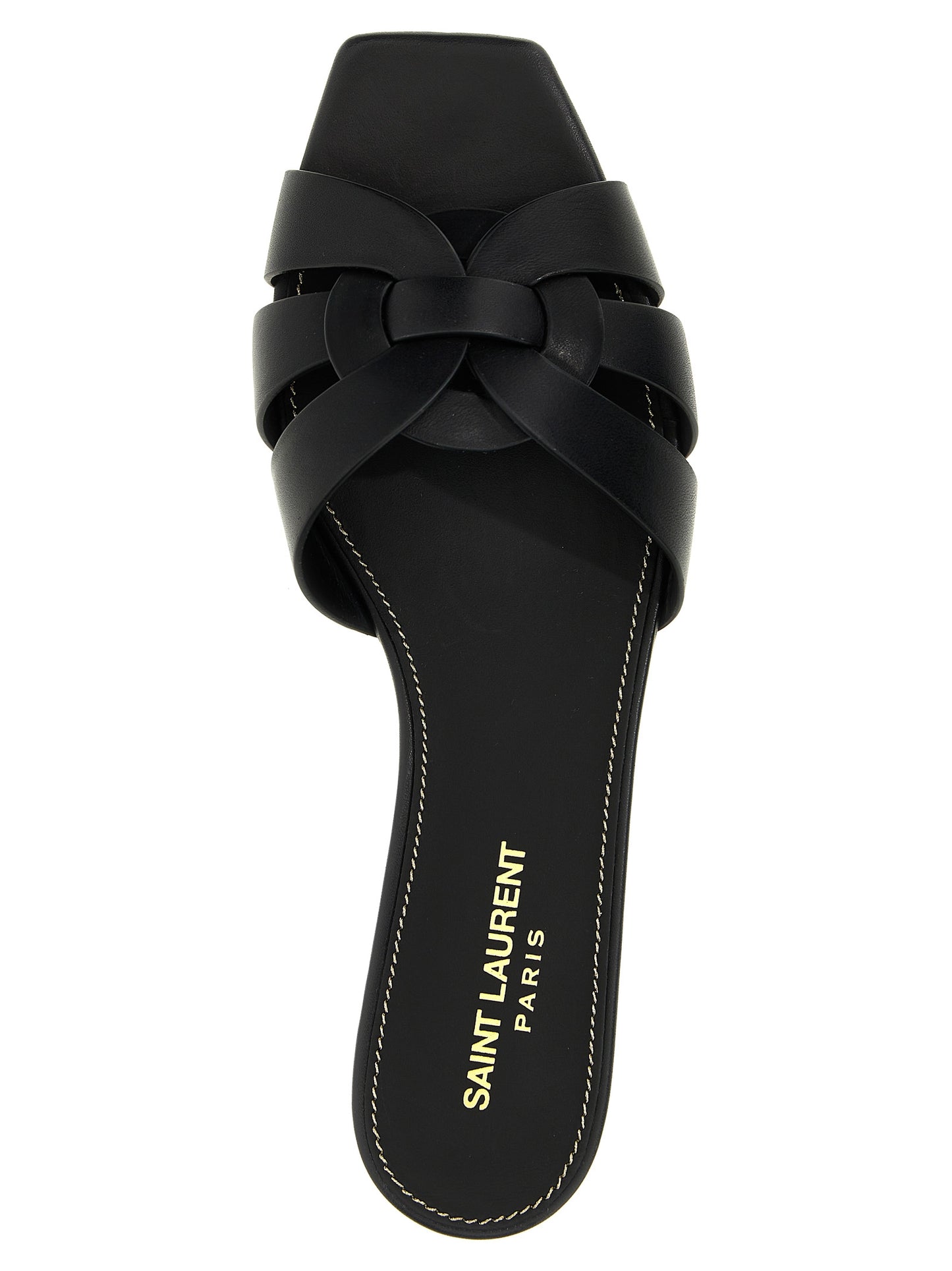 Saint Laurent Schwarze Kalbsleder-Slipper