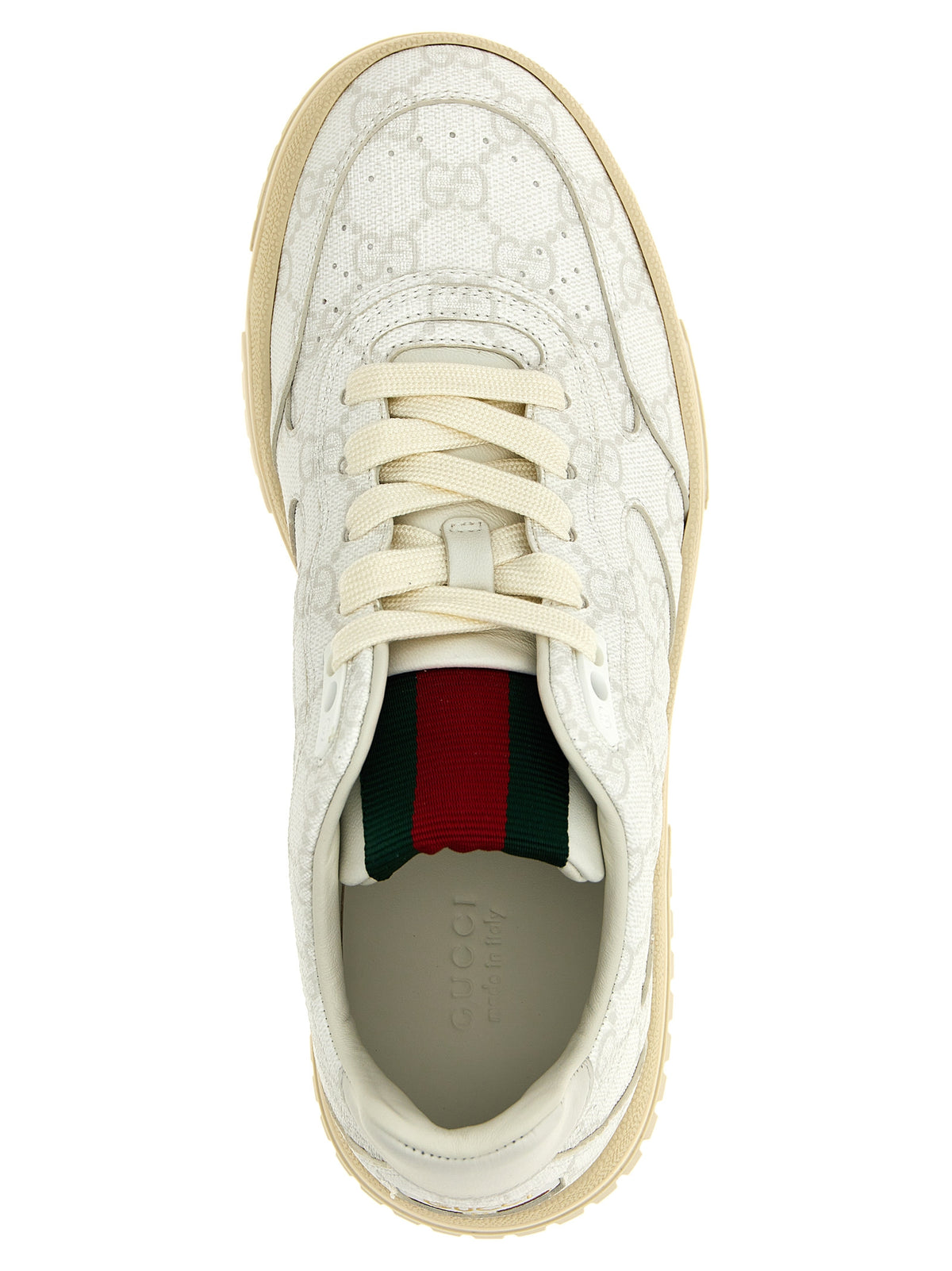 Gucci Sneakers Re-Web bianche GG Supreme con nastro Web