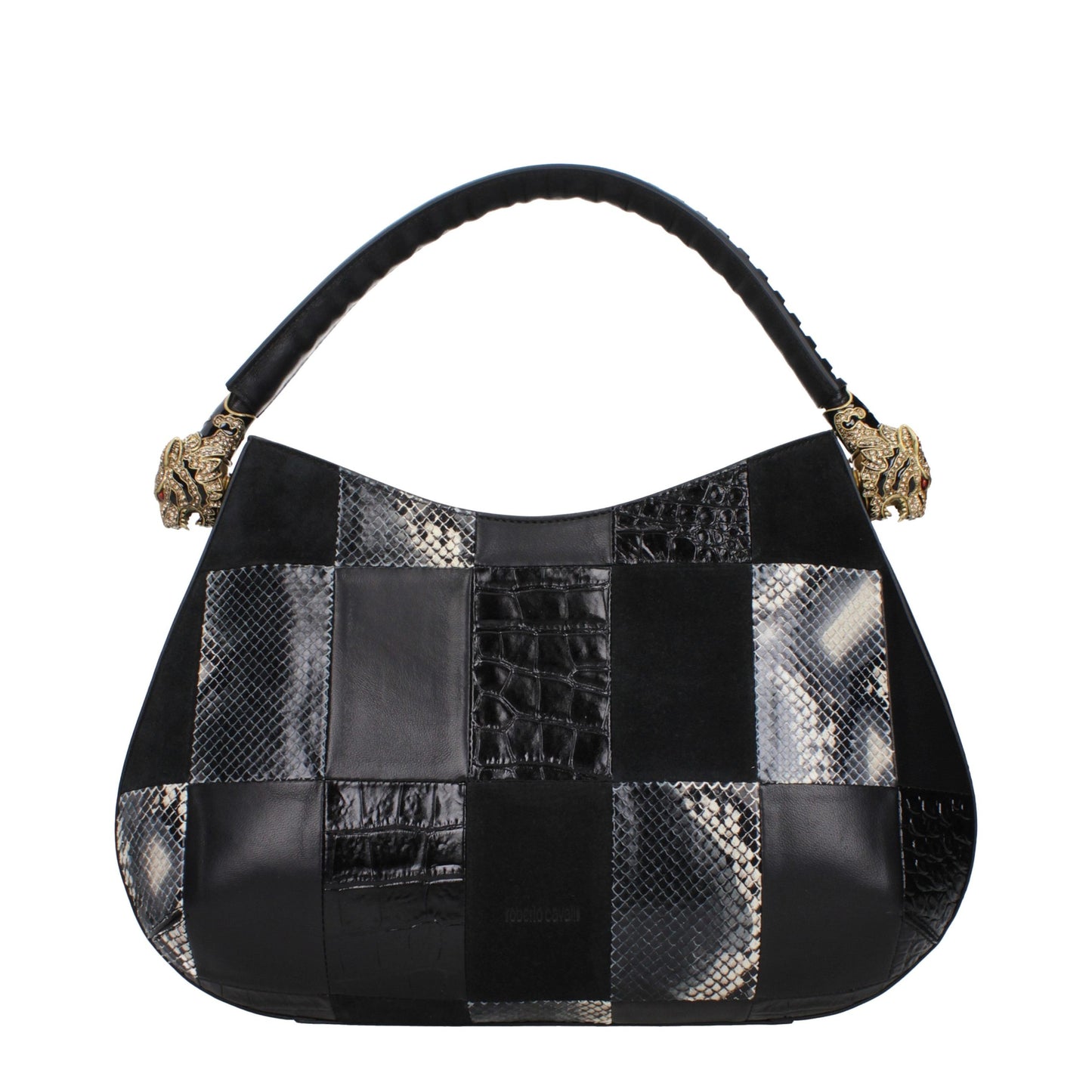 Roberto Cavalli Schwarze Lederhandtasche