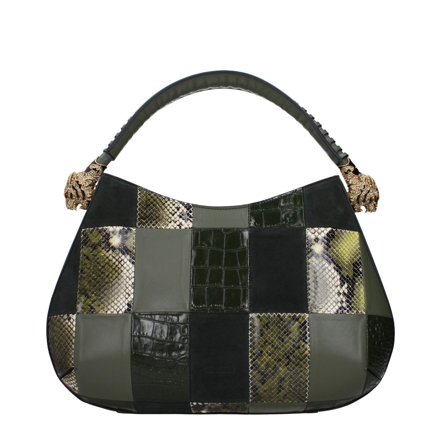 Roberto Cavalli Grüne Lederhandtasche