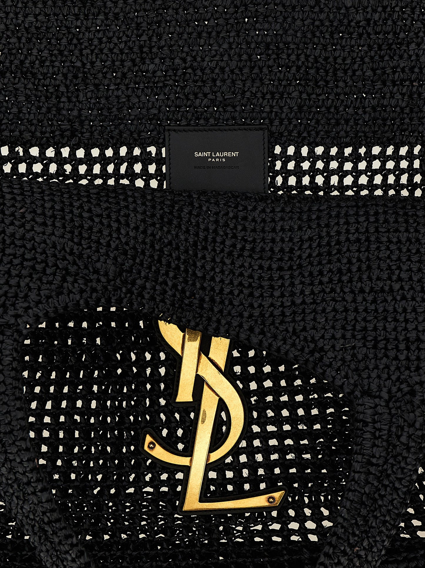 Saint Laurent Schwarze Raffia-Tasche