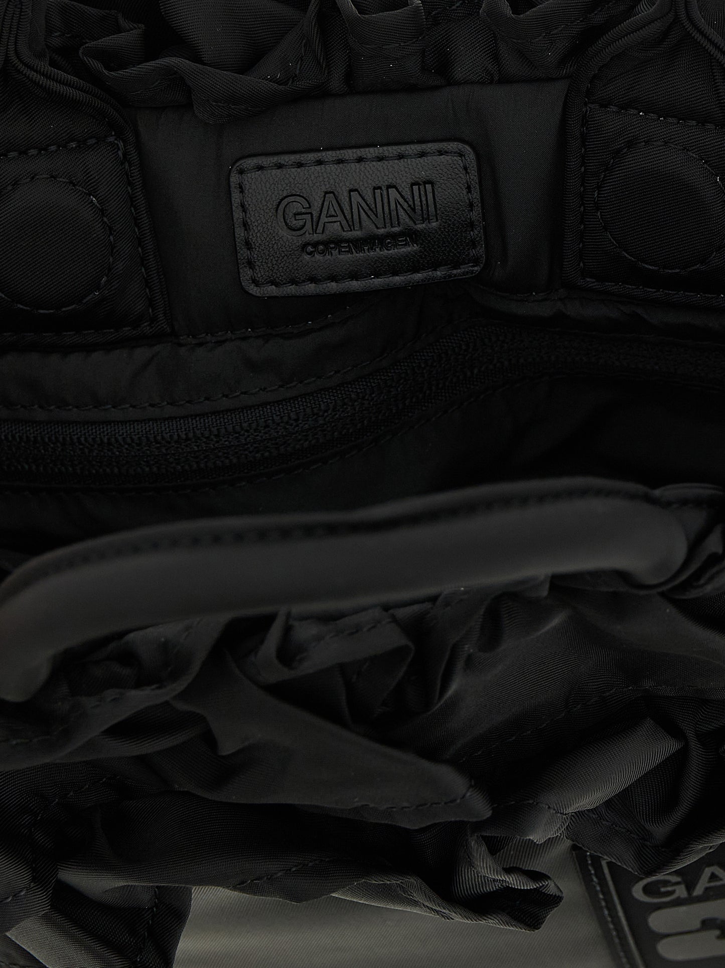 Ganni Schwarze Nylon-Handtasche