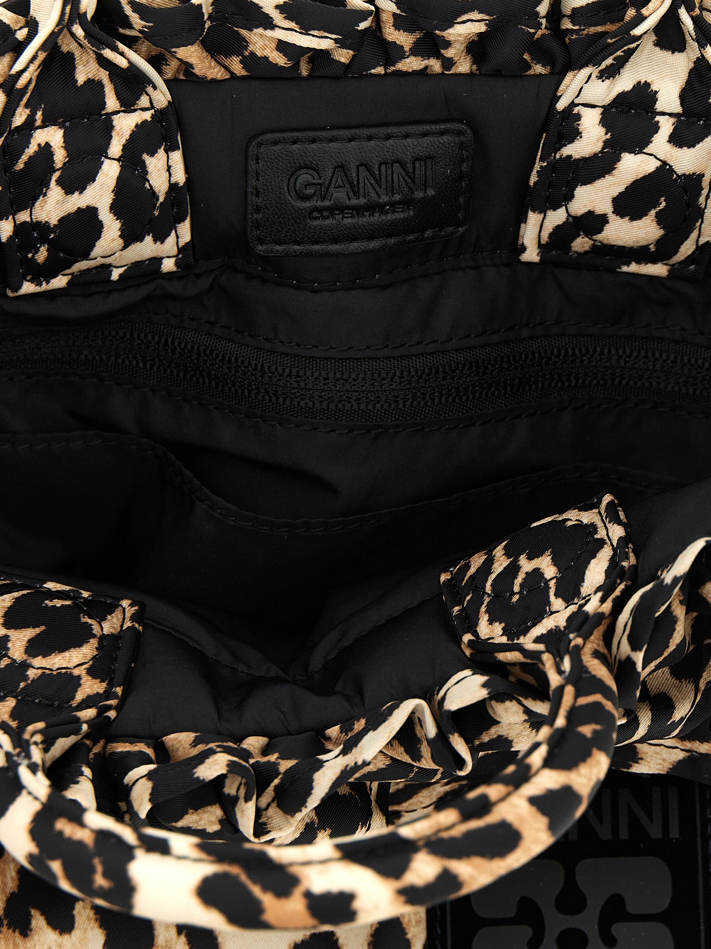 Ganni Braune Handtasche aus Polyamid