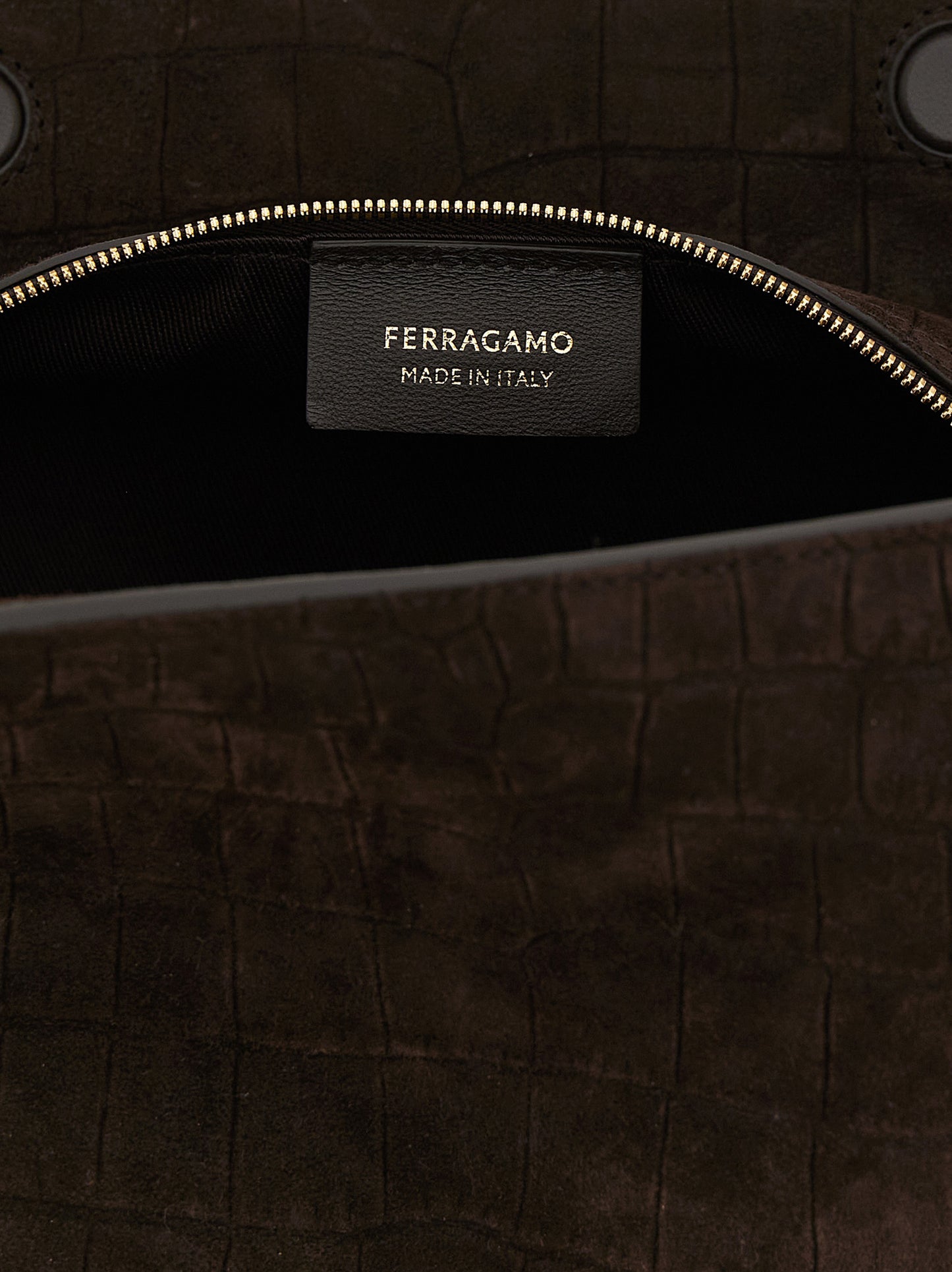Ferragamo Braune Ziegenleder-Schultertasche