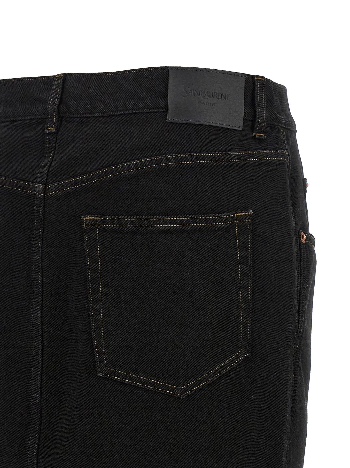 Saint Laurent Schwarzer Baumwoll-Midirock
