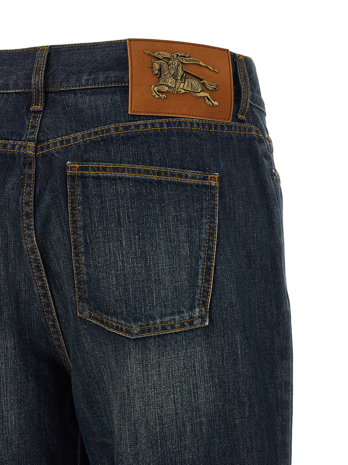 Jeans svasati in cotone blu Burberry