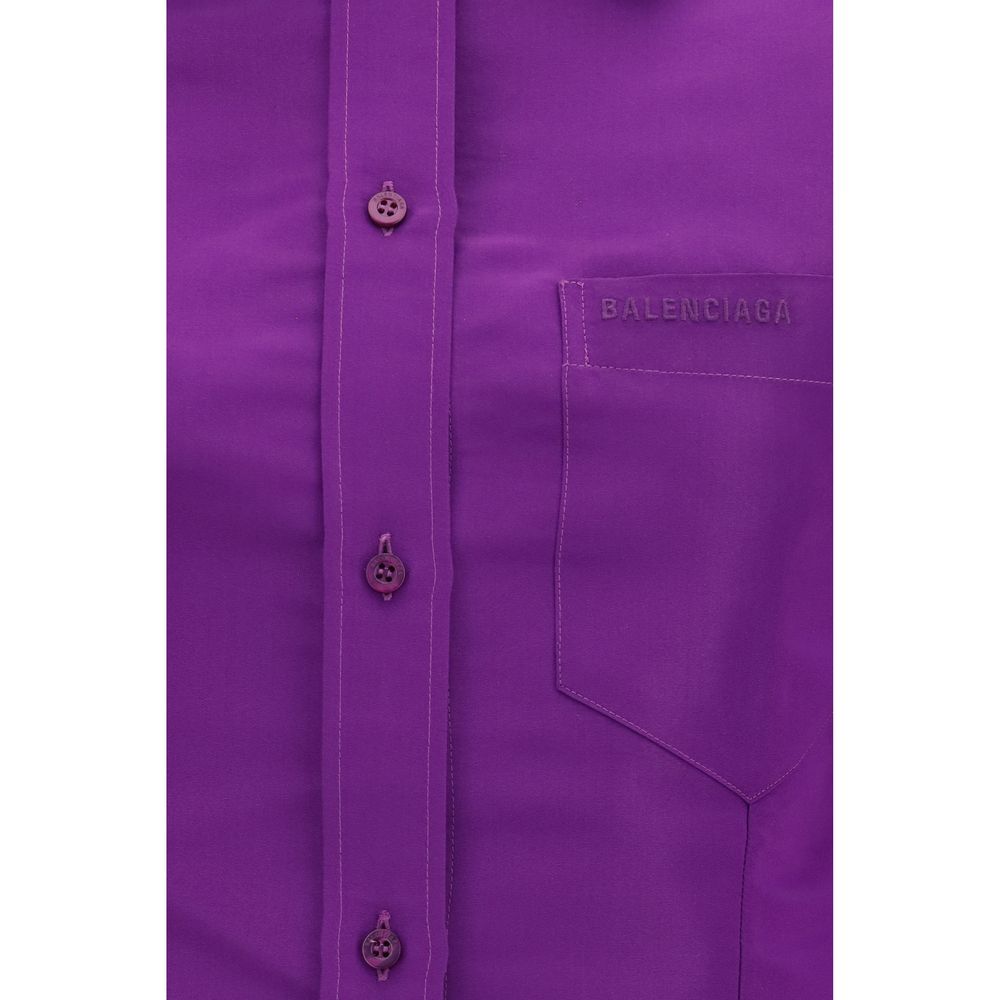 Balenciaga Lila Asymmetrisches Baumwoll-Langarmtop – Produktansicht 3 | Arca Lucia