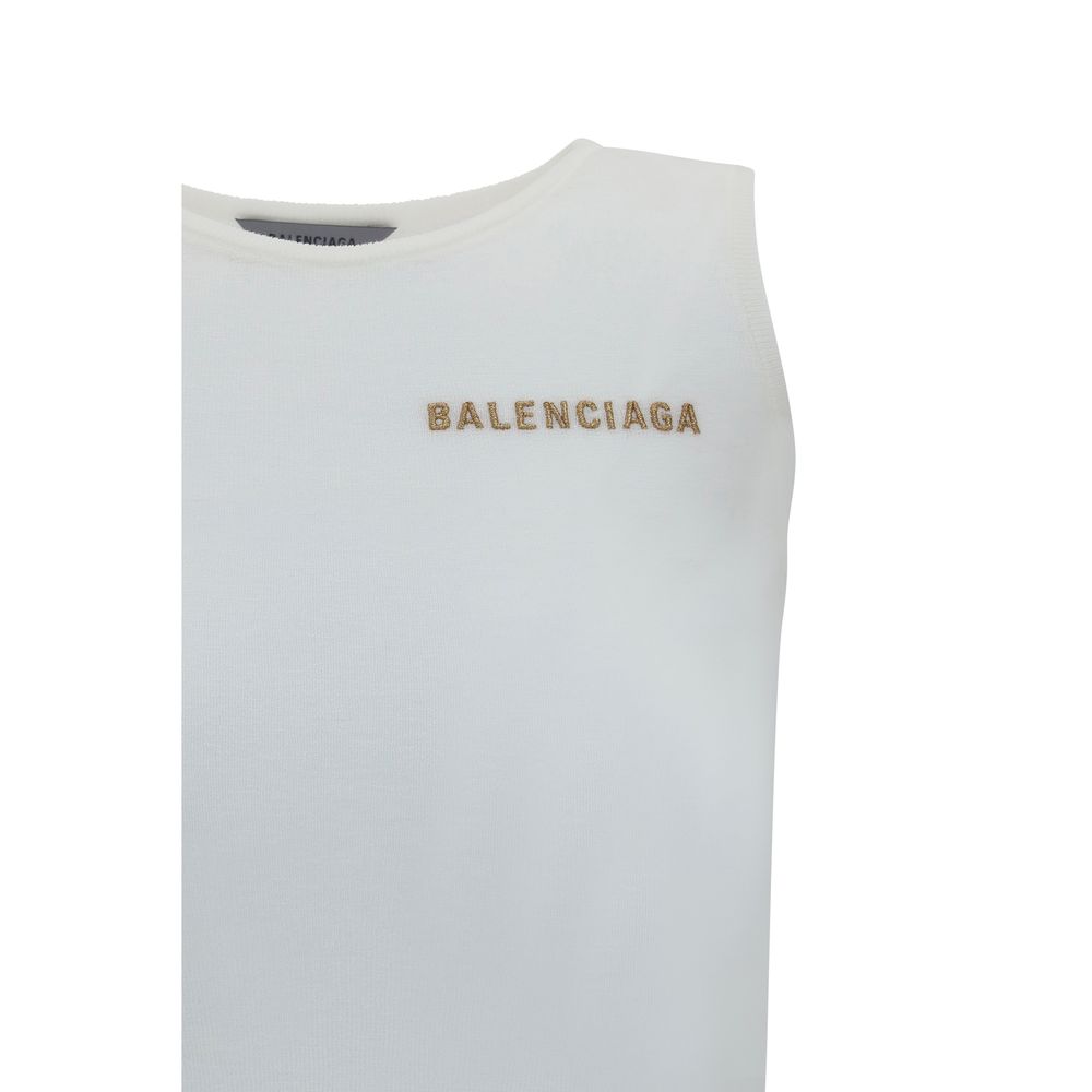 Balenciaga Weißes Logo-Tanktop aus Baumwolle