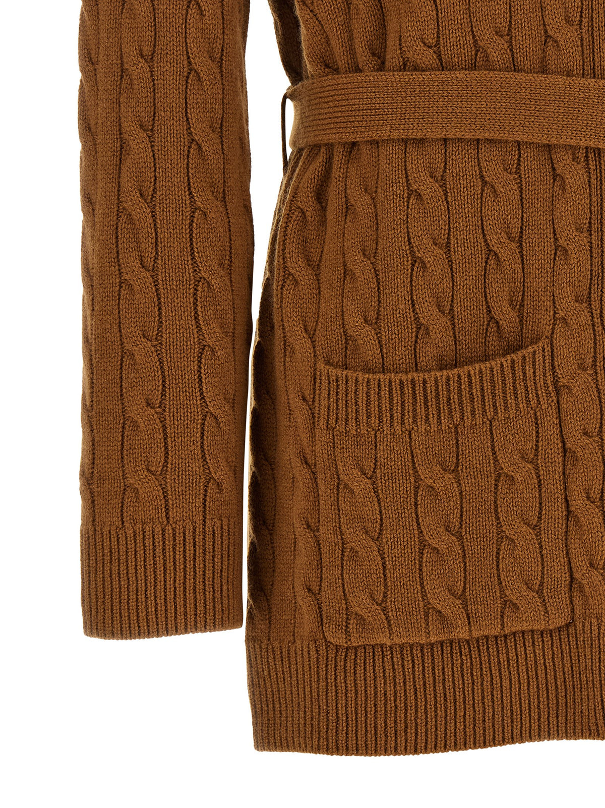 Valentino Garavani Cardigan marrone in cashmere con VLogo