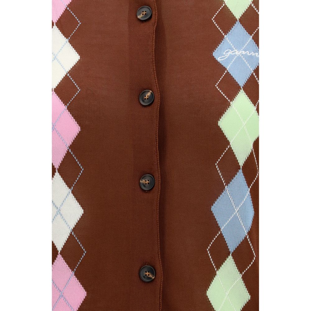 Cardigan in cotone marrone di Ganni