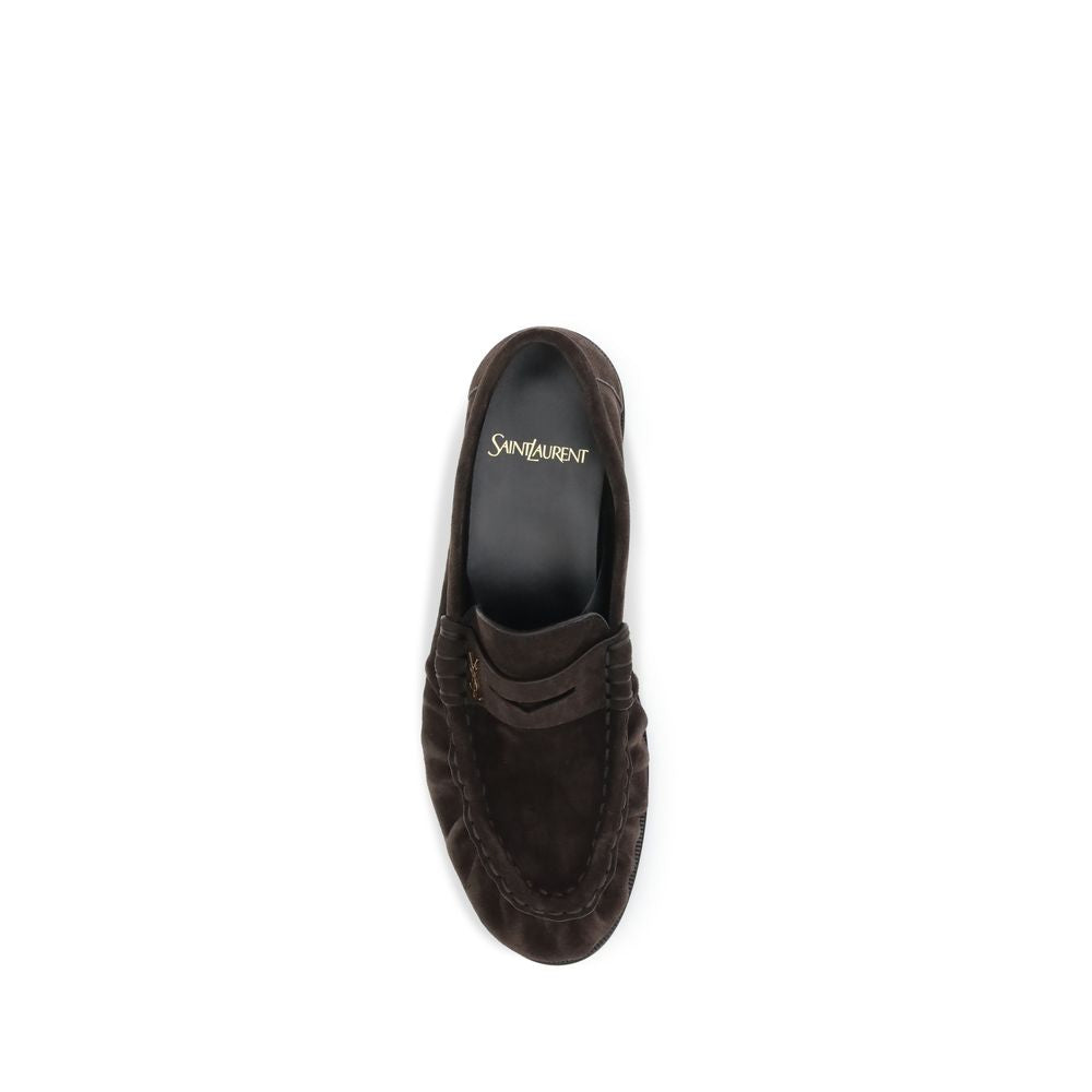 Saint Laurent Braune Kalbsleder Bos Taurus Loafer zum Hineinschlüpfen