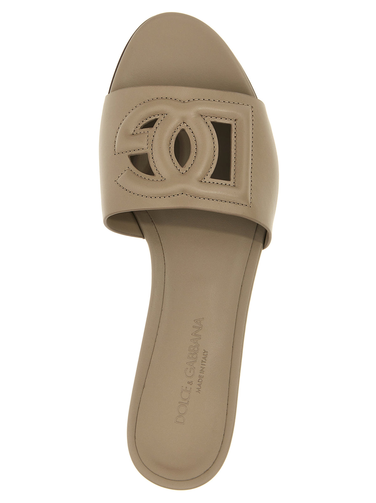 Dolce & Gabbana Slipper aus Leder in Grau