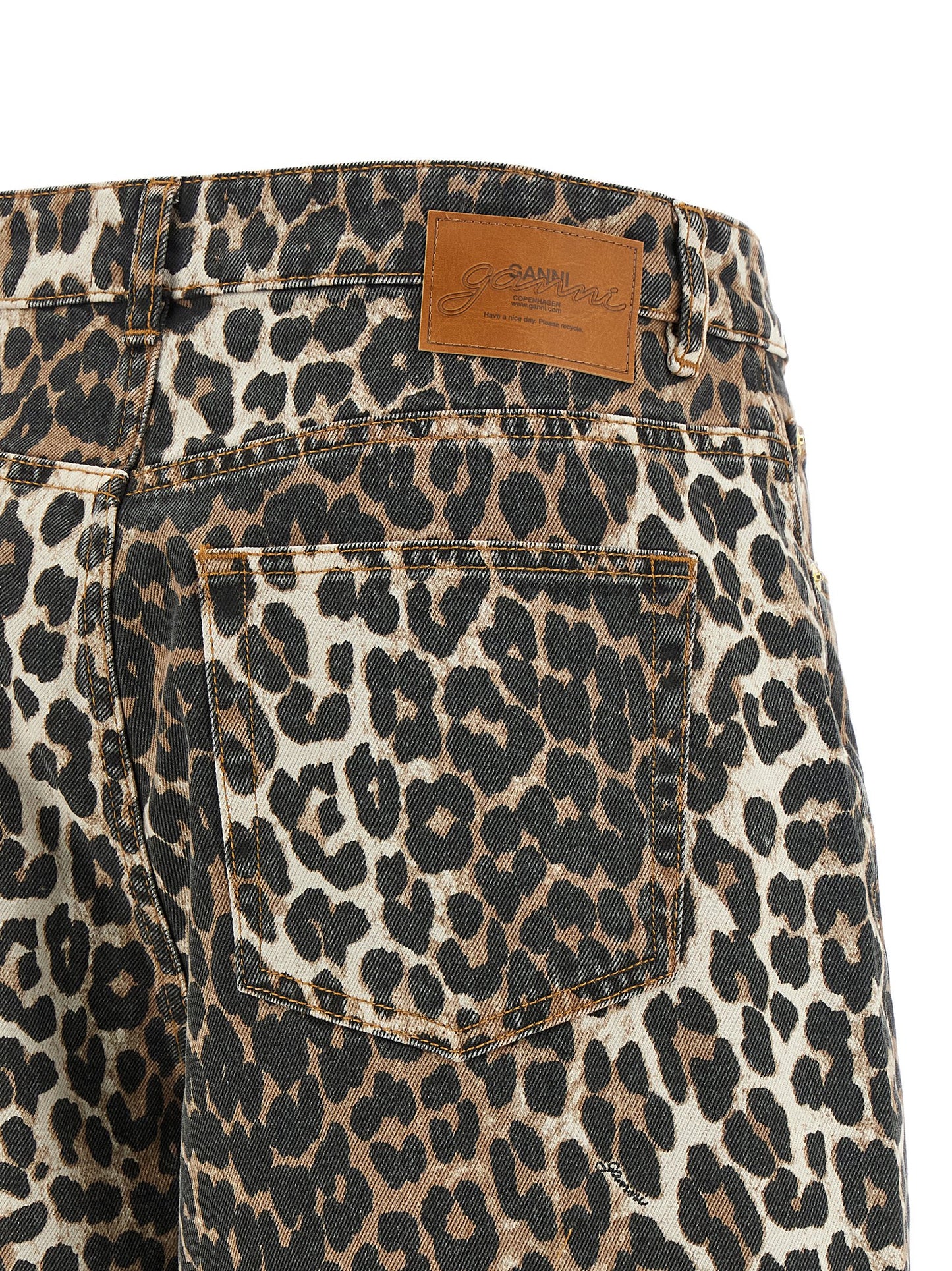 Ganni Braune Cropped Jeans aus Bio-Baumwolle