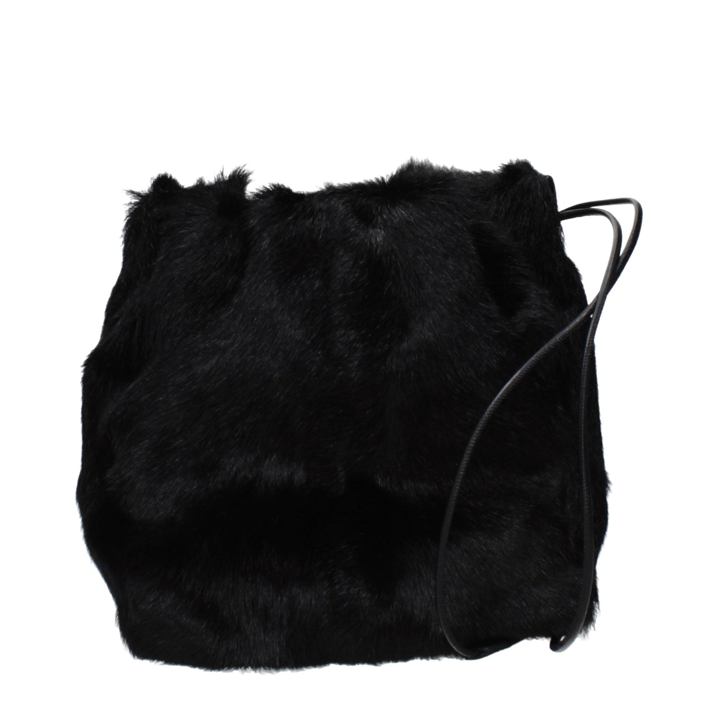 Jil Sander Schwarze Schultertasche aus Fell