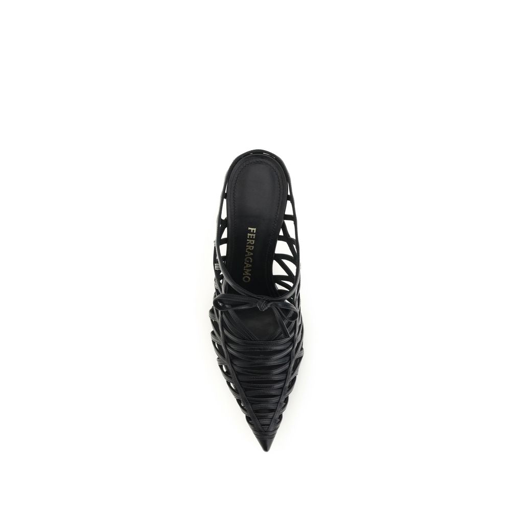 Ferragamo Schwarze Bos Taurus Kalbsleder-Mules