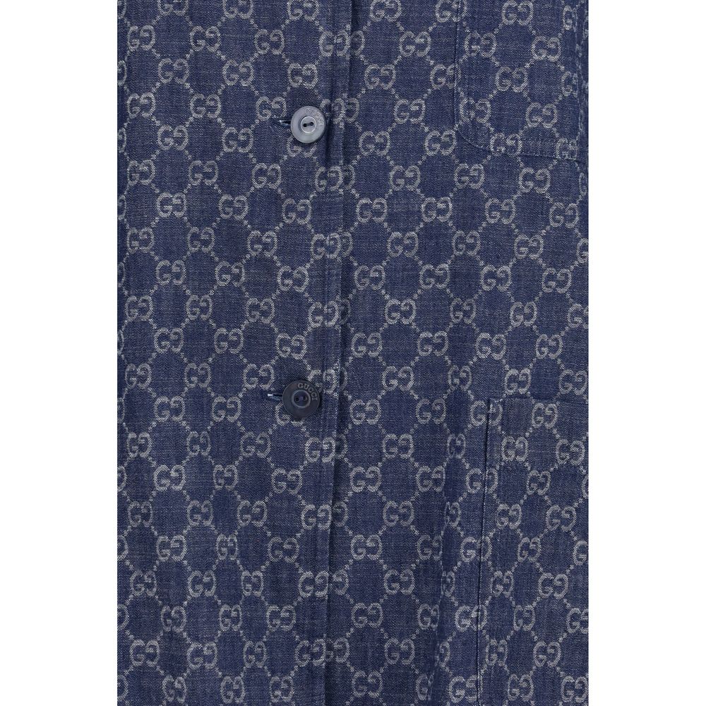 Gucci Blaue Baumwolljacke in voller Länge