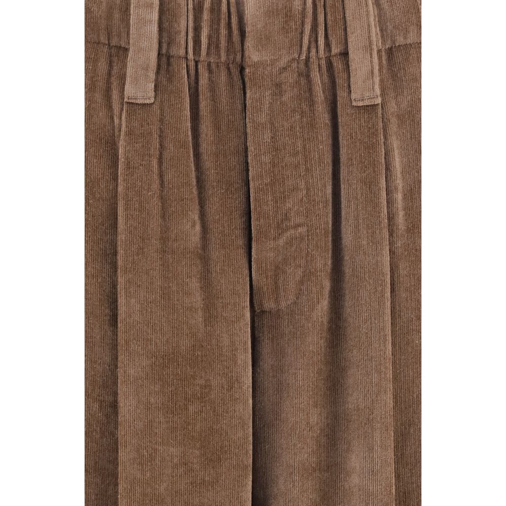 Brunello Cucinelli Brown Viscose-Cashmere Trousers