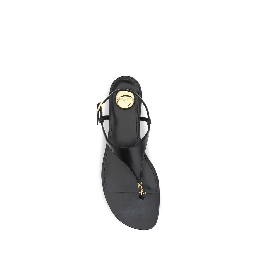 Saint Laurent Black Calf Leather Sandals
