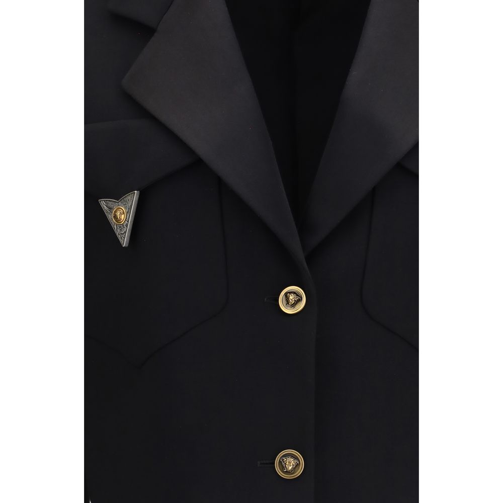 Versace Schwarzer Oves Aries Wollblazer