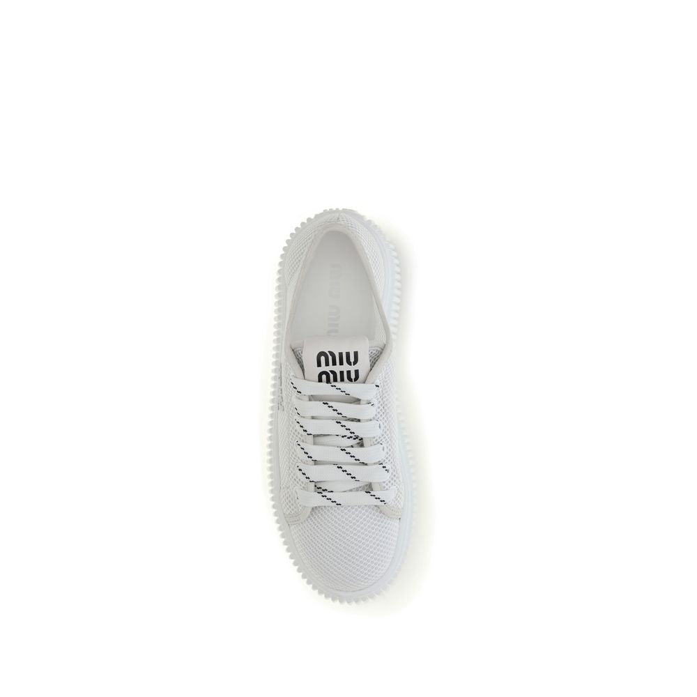 Miu Miu Weiße Plateau-Sneaker aus Polyamid
