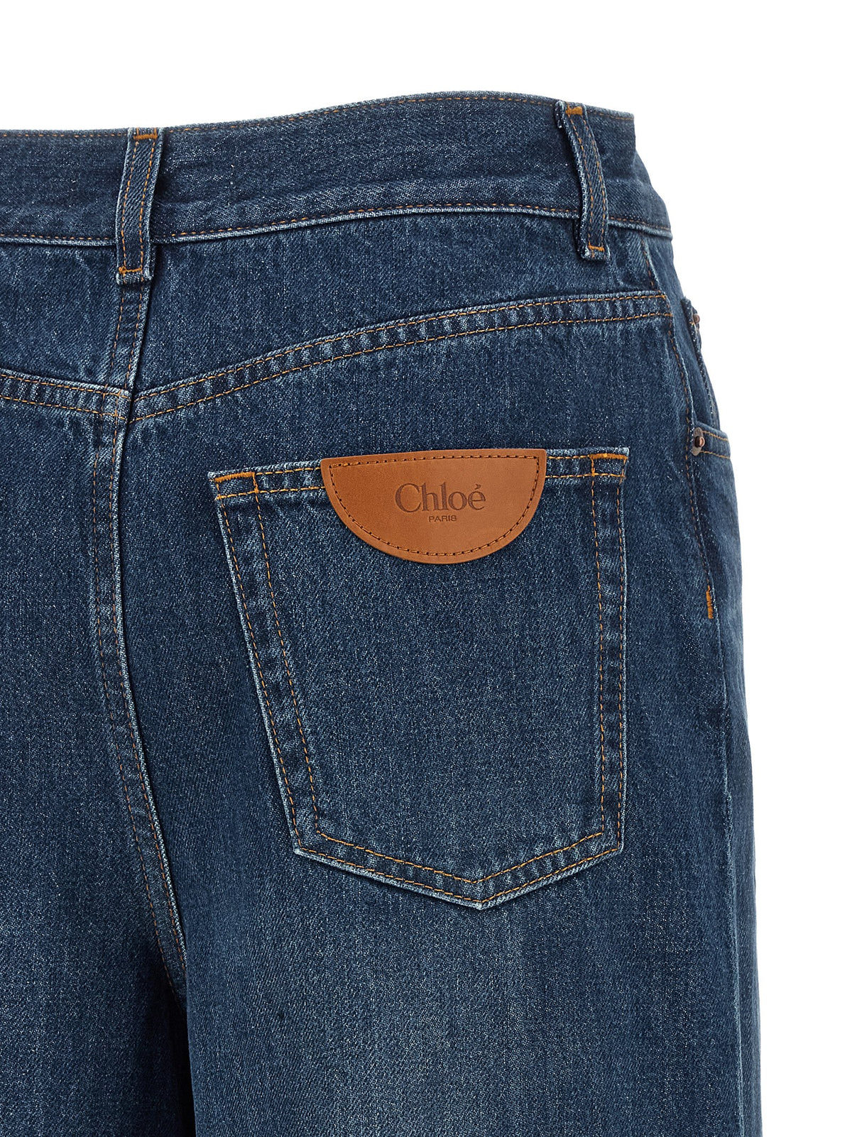 Chloé Jeans Palazzo Blu in Cotone