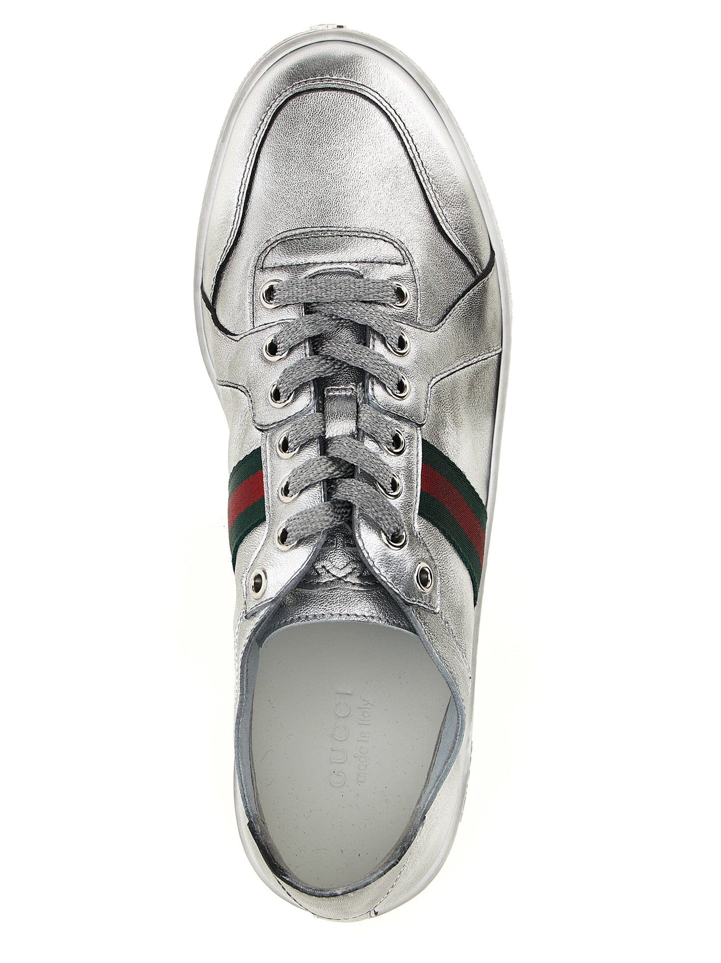 Gucci Sneakers aus Lammleder in Silber, Low-Top