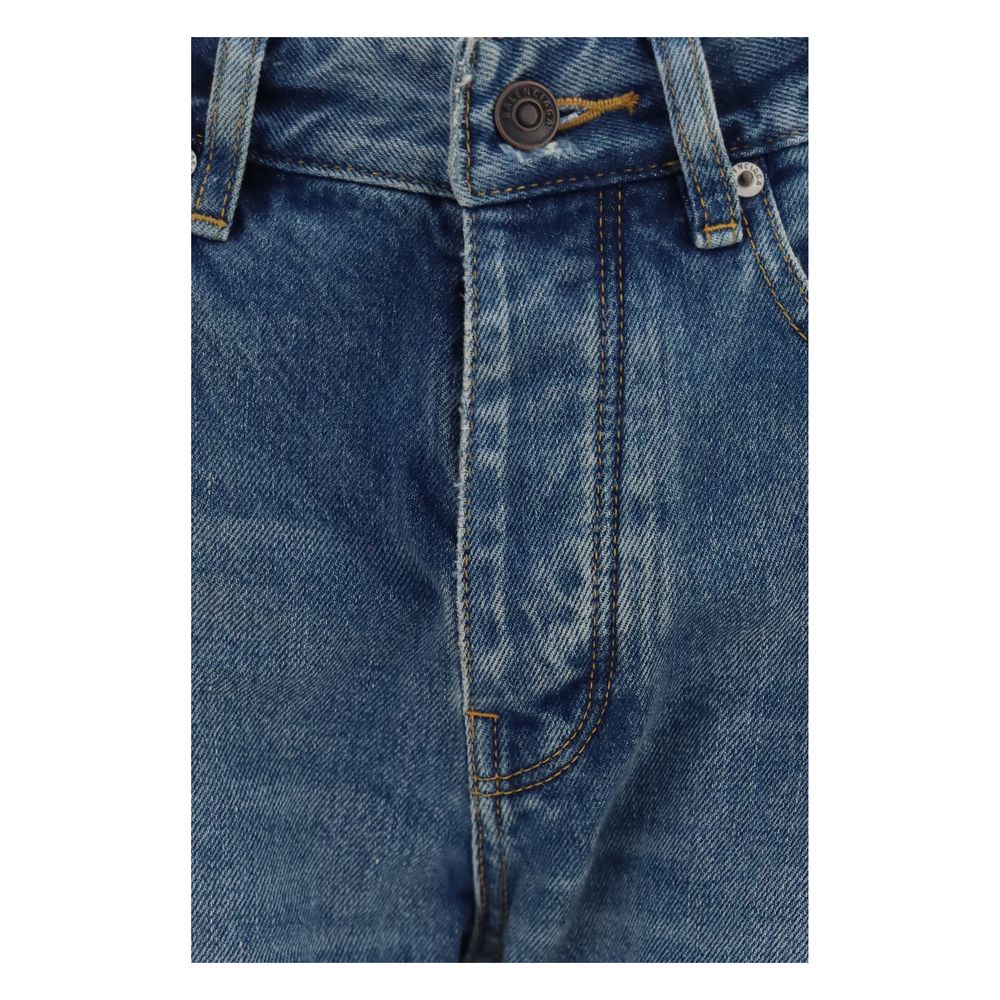 Jeans Balenciaga in cotone blu a gamba dritta