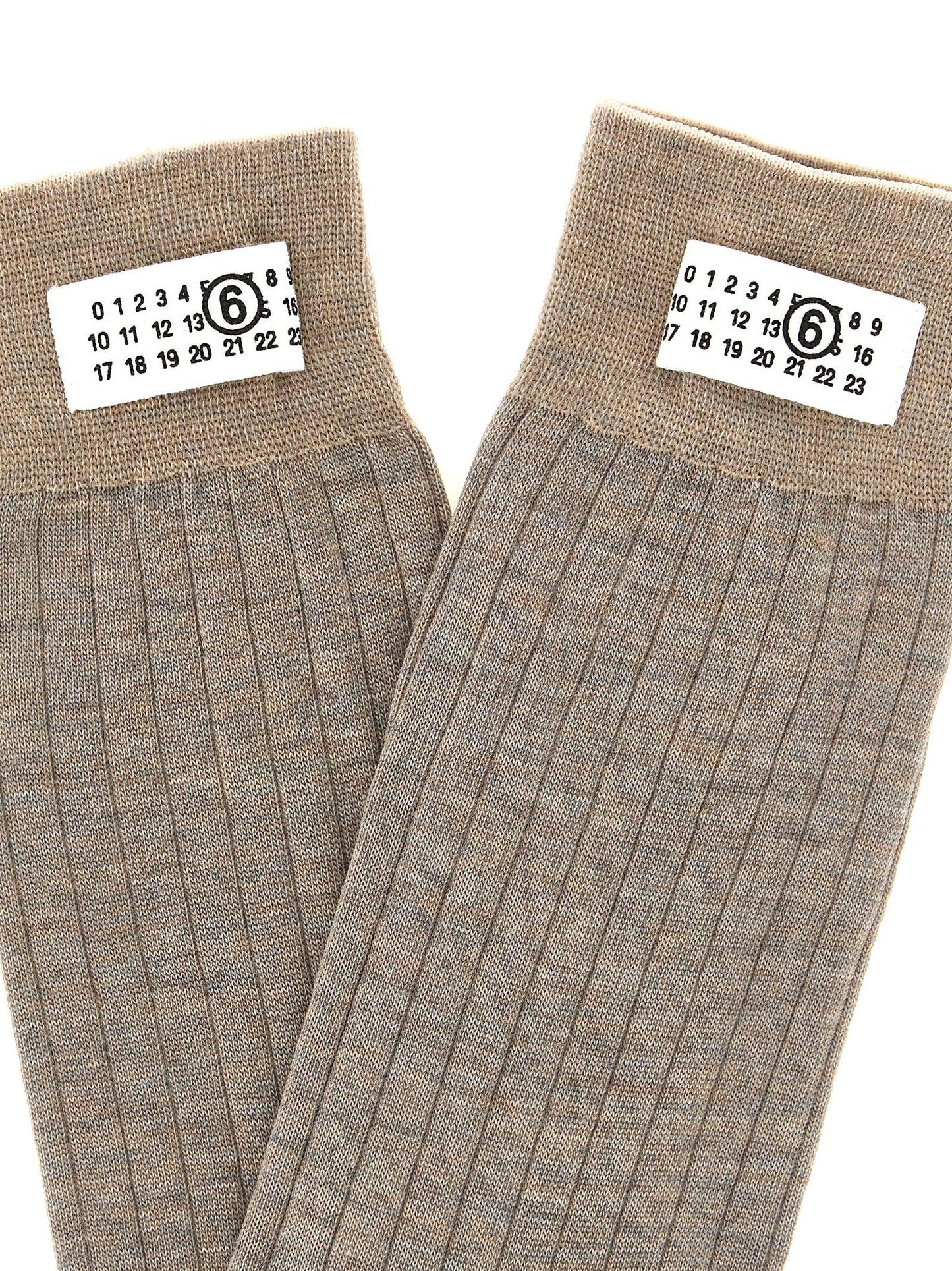 MM6 Maison Margiela Beige Wollsocken