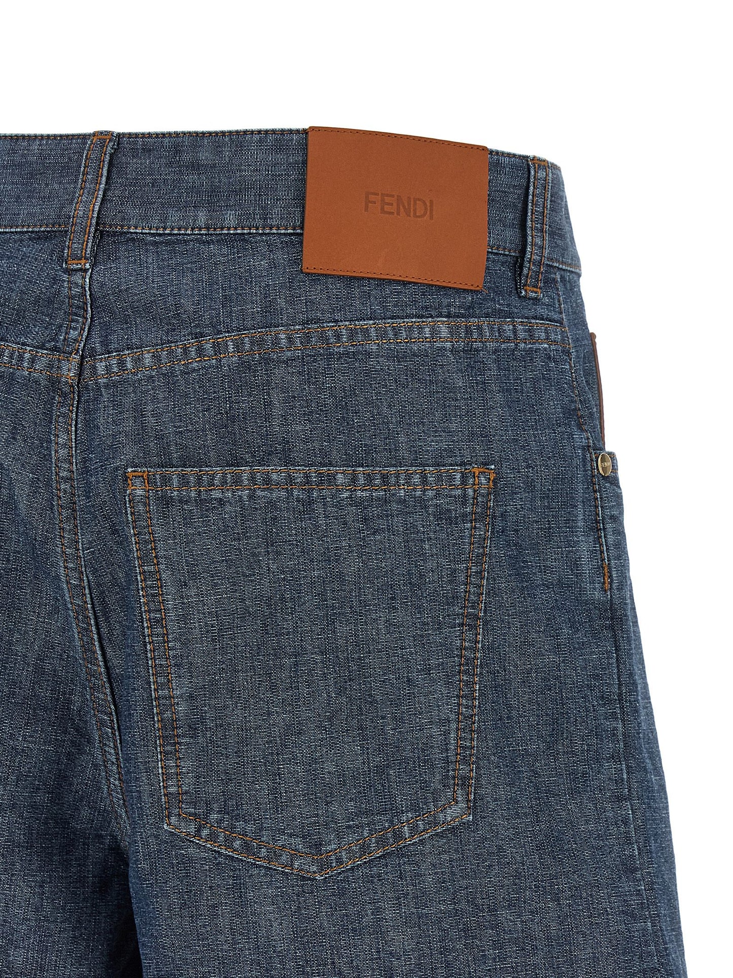 Fendi Blue Chambray Denim Bermuda Shorts