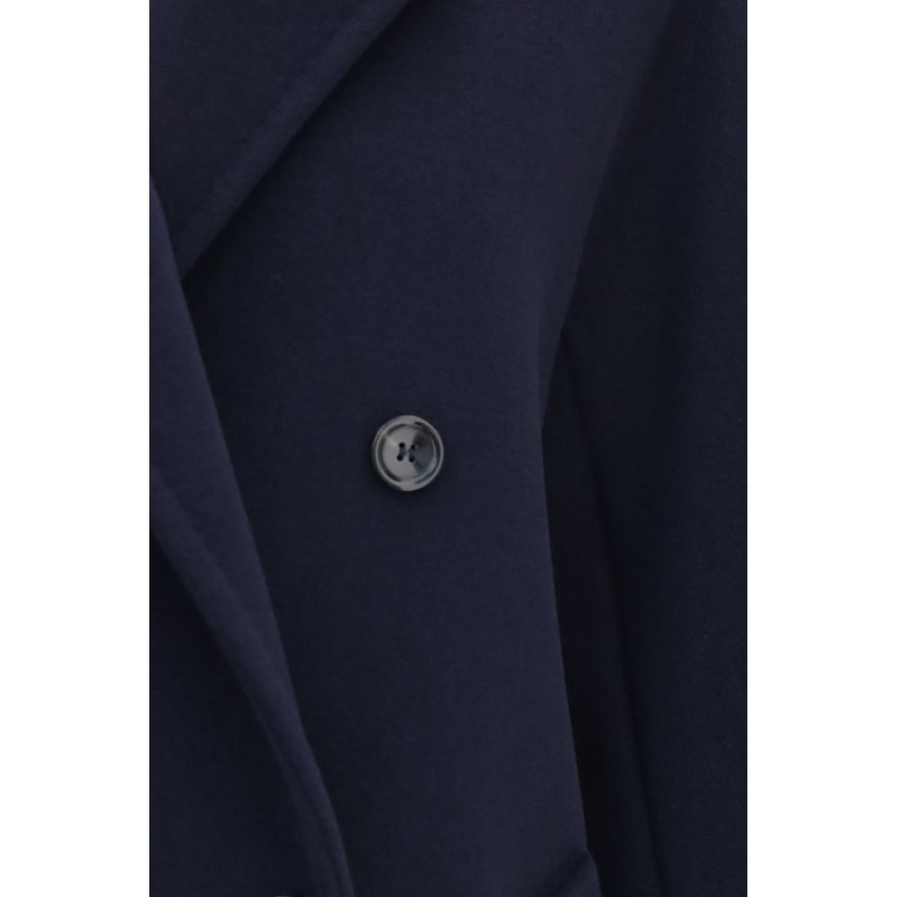 Max Mara Blaue Jacke aus Wolle in voller Länge