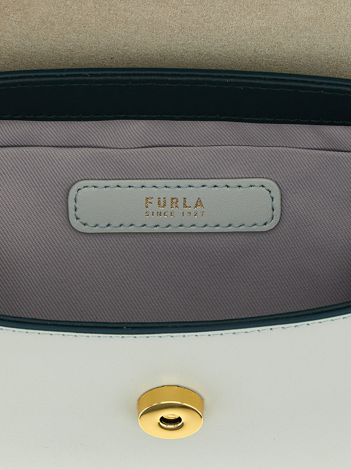 Furla Grüne Moonlight Mignon Colorblock-Handtasche aus Kalbsleder