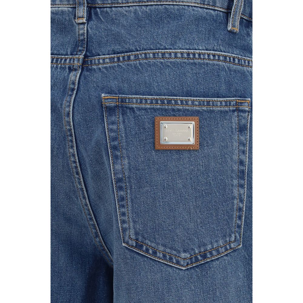 Dolce & Gabbana Blaue Jeans aus Baumwolle im geraden Schnitt – Ansicht 3 | Arca Lucia