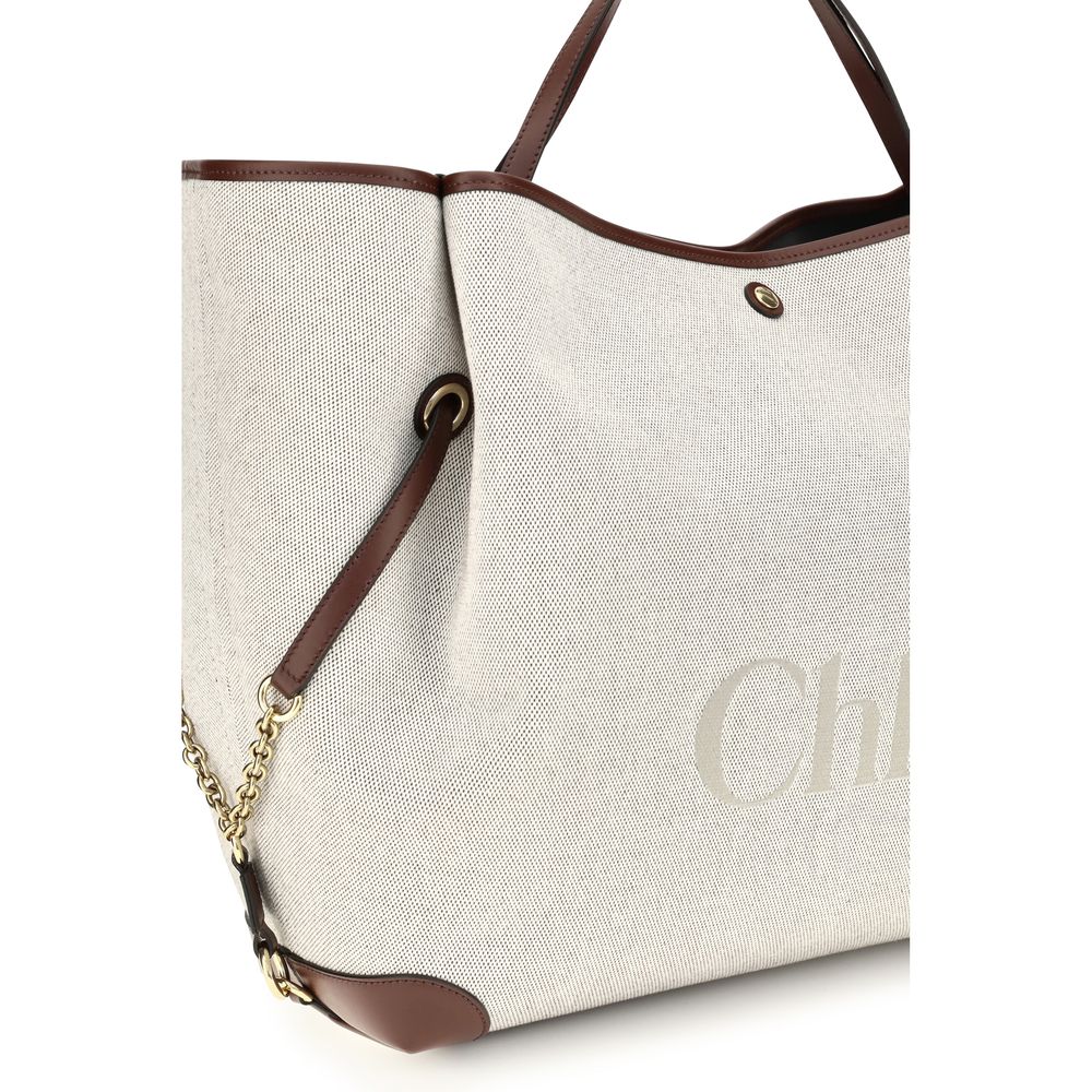 Chloé Large Carry Beige Baumwoll-Jacquard Tote – Ansicht 4 | Arca Lucia