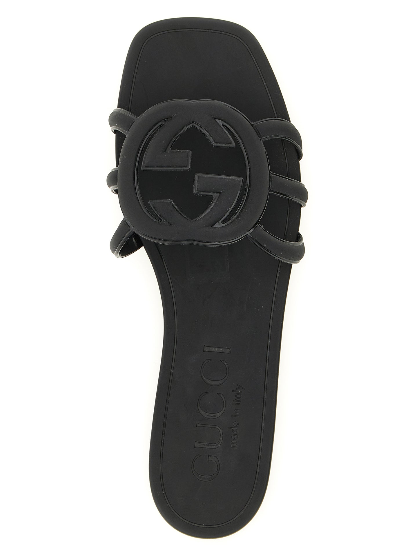 Gucci Schwarze Gummipantoletten