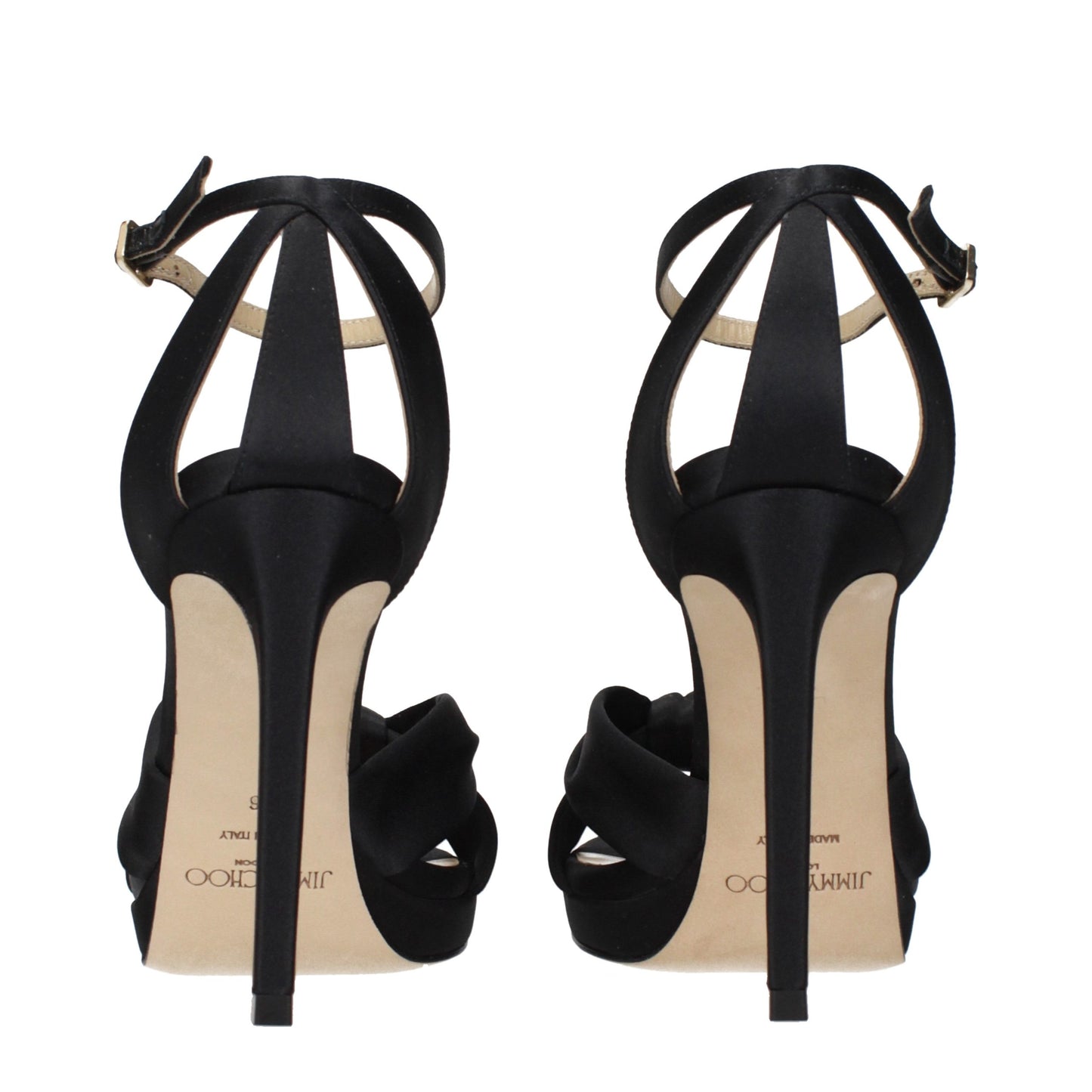 Jimmy Choo Schwarze Satin-Plateau-Sandalen