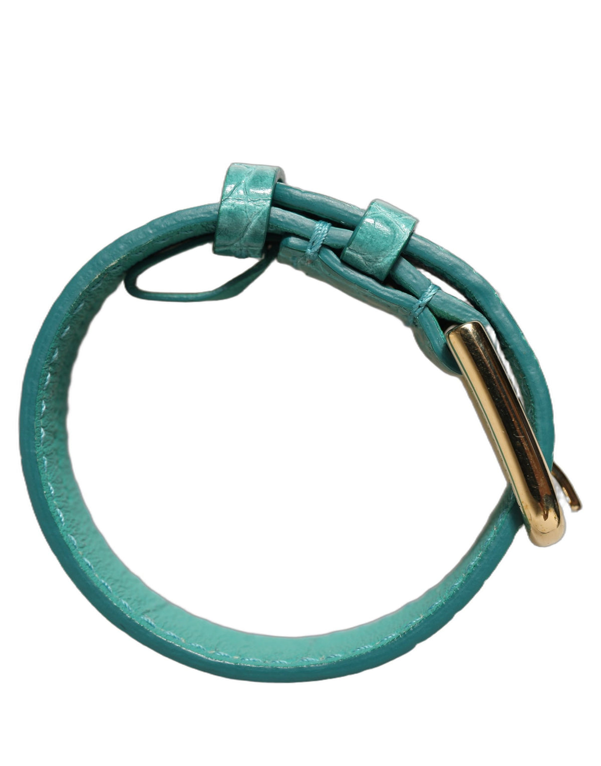 Dolce & Gabbana Blue Embossed-Leather Bracelet with Gold-Tone Buckle