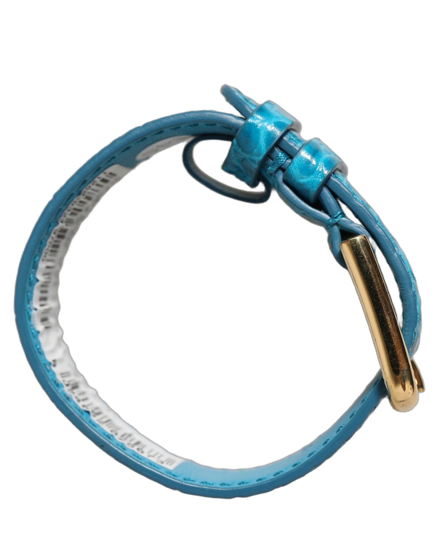 Dolce & Gabbana Armband aus blauem Leder mit Prägung und goldener Schnalle